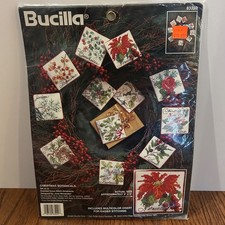 New Bucilla Set of 12 Christmas Botanicals Ornaments Cross Stitch Kit 83229