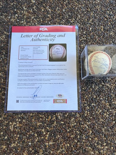 500 Home Run Club Autographed Baseball - 6 signatures, overall PSA grade of 8