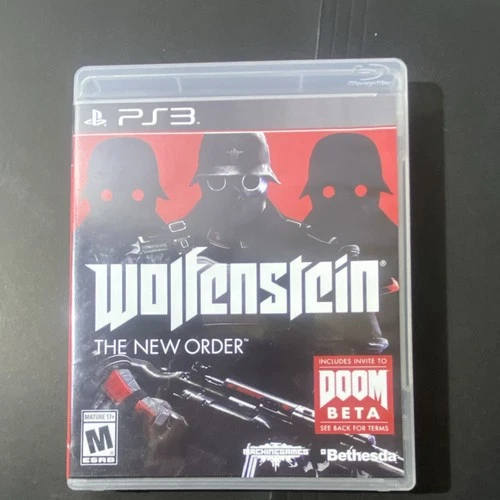 Bethesda Wolfenstein: The New Order Sony PS3 Case, Manual, Doom Beta Invite