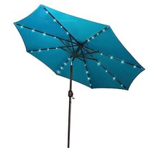 9 ft Solar Umbrella 32 LED Lighted Patio Umbrella Table Market Cerulean