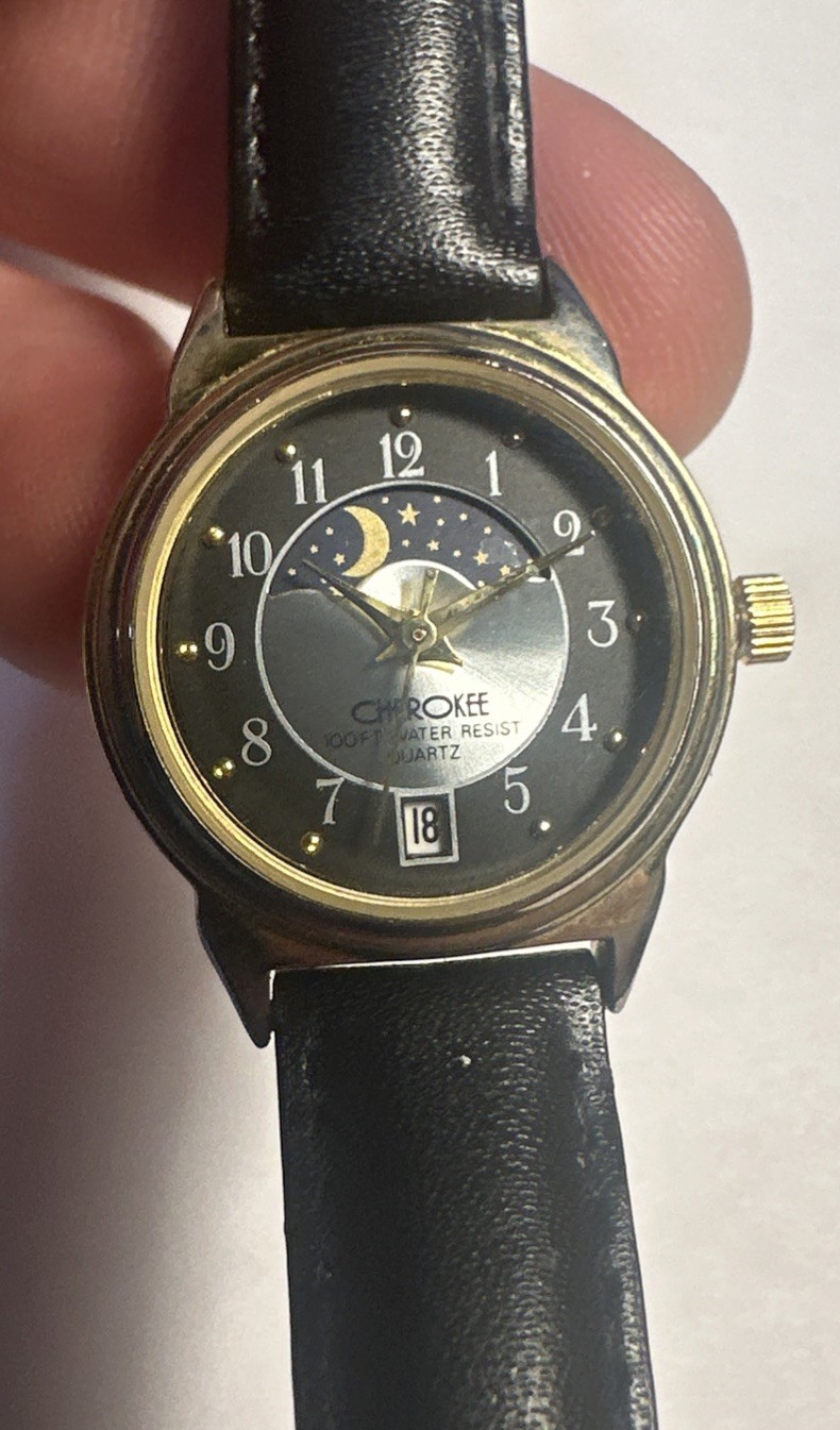 Cherokee Quartz Ladies Watch -Date -Moon and Sun - Runs -New Batt