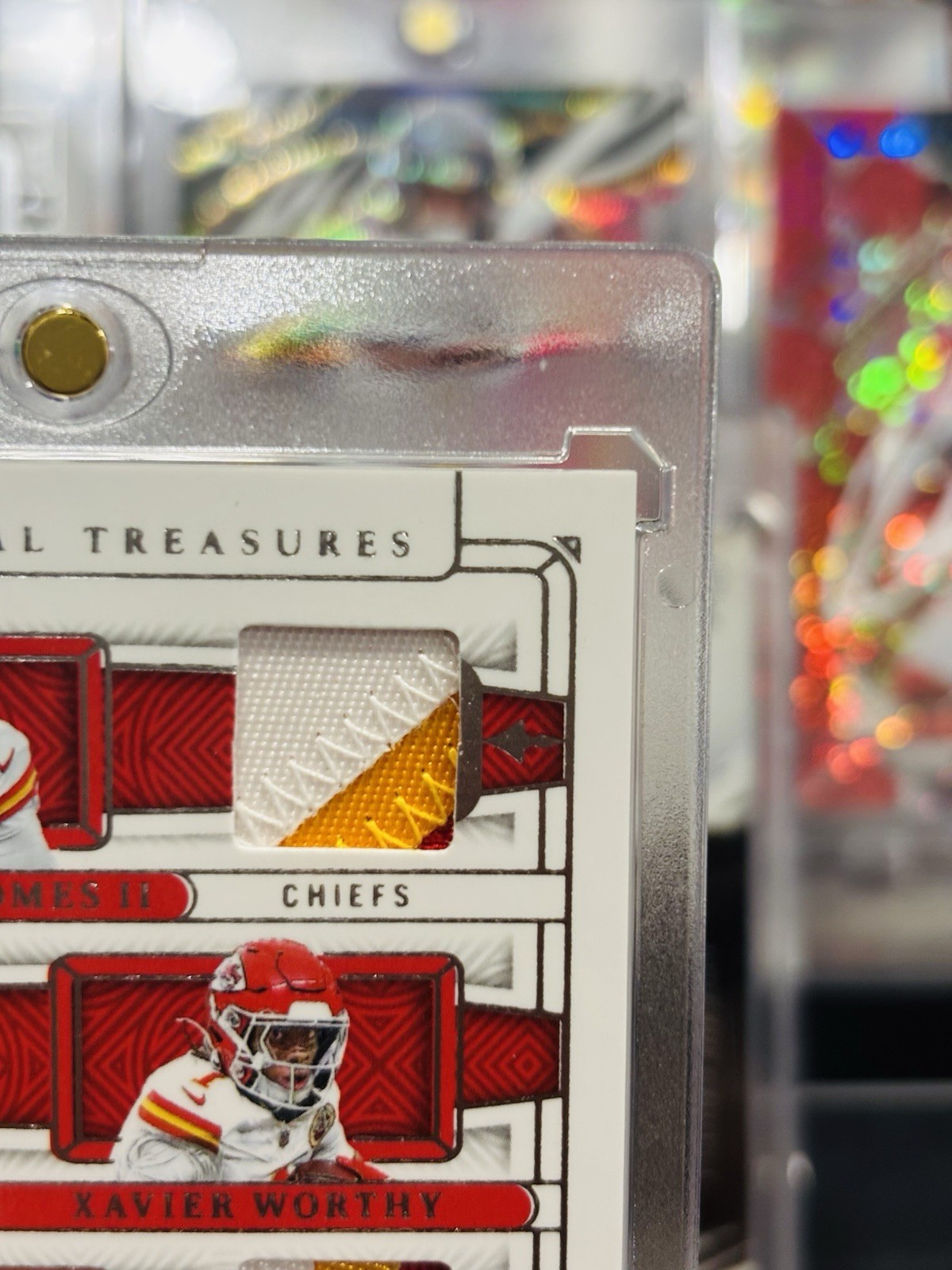 💥2025 National Treasures Quad Materials KC Chiefs - Mahomes, Jones, Worthy view 4