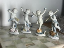 Vintage Ilmenau GDR Porcelain Cherub Figurines Four Seasons Putti Set of 4