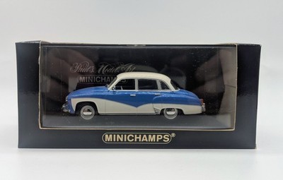 Minichamps-Wartburg A 312 Saloon-Blue/White-1/43 Scale 430 015900-Boxed