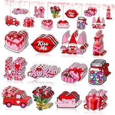 36 Pcs Valentine  s Day Wooden Hanging Ornaments Valentines Tree Decorations