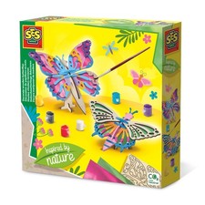 SES Creative- Décoration de Papillons en Bois-Inspired by Nature, 14035, Blanc,