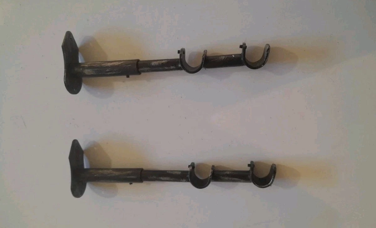 Set 3 Staffe Per Tende In Nichel Satinato - Regolabili, Per Aste Ø 3/4, Colore Nero
