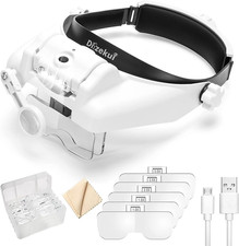 Magnifying Glass with Light 1X-14X, Rechargeable Headset Magnifier