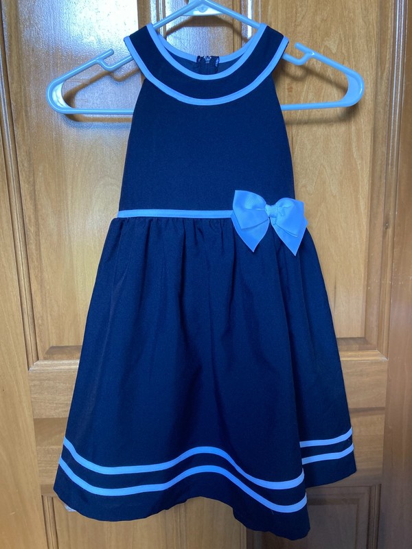 Bonnie Jean Girl's Sleeveless A-Line Dress Size 6 Navy & White