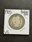 1905 P Barber Silver Quarter Nice VG Very Good U.S. 25c Type Coin (Raw18271)
