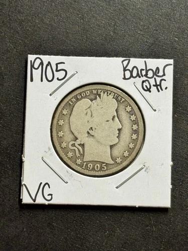 1905 P Barber Silver Quarter Nice VG Very Good U.S. 25c Type Coin (Raw18271)