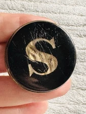 Antique Horse Bridle Rosette Glass Domed Medallion Letter S