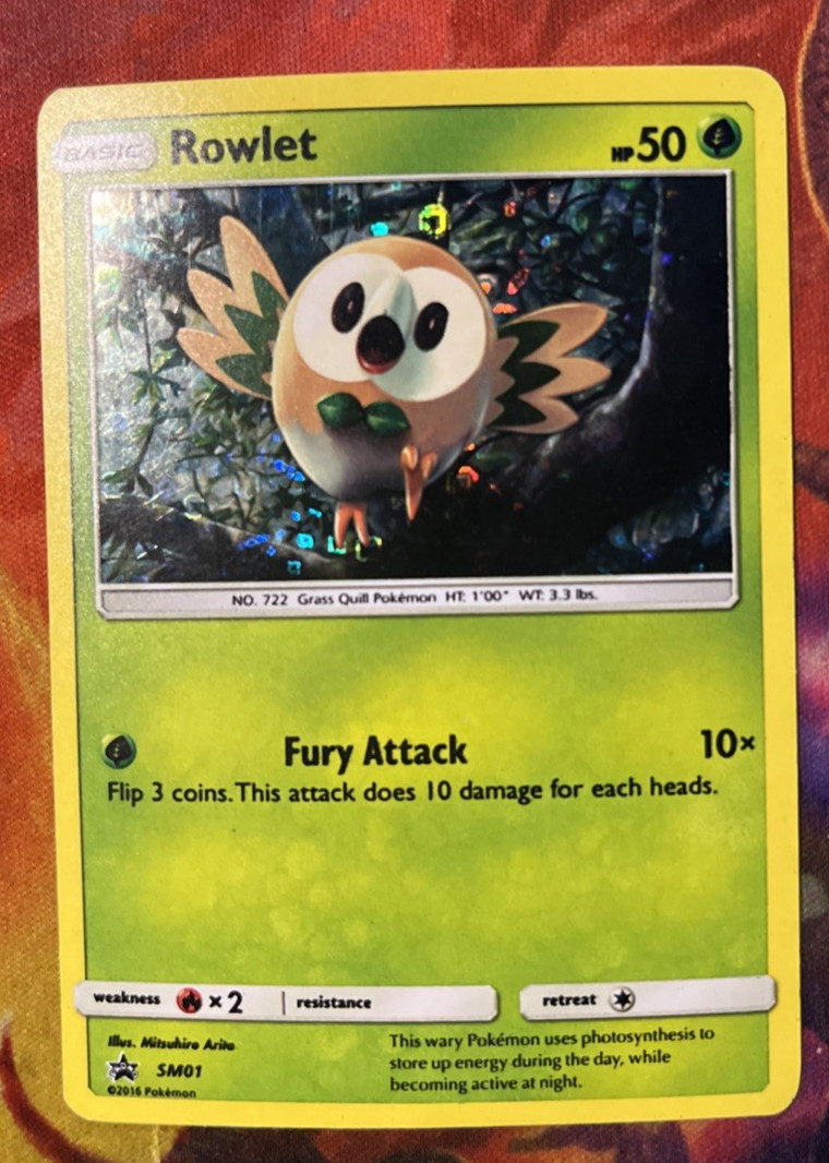 Pokémon TCG Rowlet Holo Rare SM01 Black Star Promo MP