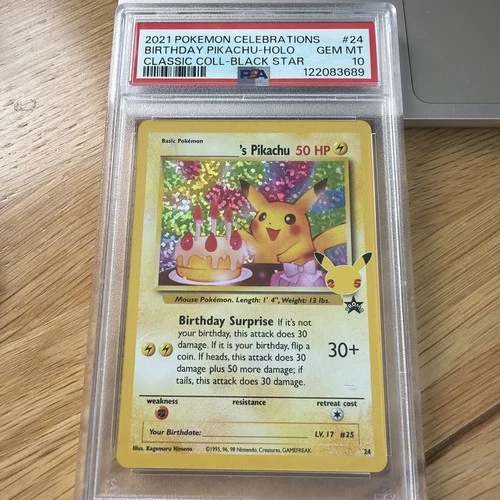 2021 POKEMON CELEBRATIONS CLASSIC COLL #24 BIRTHDAY PIKACHU-HOLO PSA 10