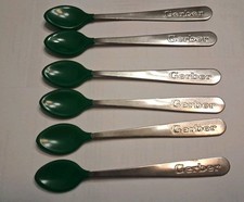 LOT OF 6 NEW OLD STOCK GERBER STAINLESS STEEL SOFT TIP BABY SPOONS USA Made