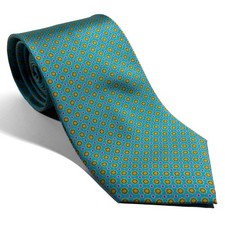 Light Aqua Blue Floral Silk Tie Handmade in England 
