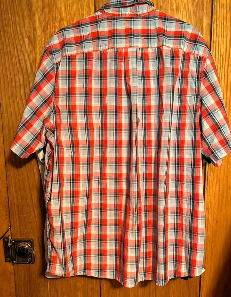 Basic Editions Shirt Men 2XLT Multicolor Plaid Short Slv Button Down PET RESCUE - Image 4 of 4