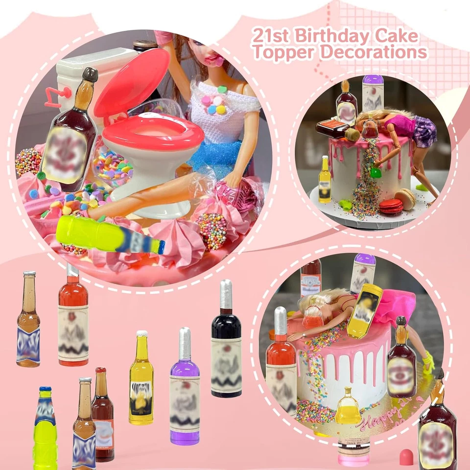 Topper para pasteles de inodoro 1 pieza y botellas de vino en miniatura adornos para cupcakes de pasteles 21 piezas, Fu Foto 4 de 4