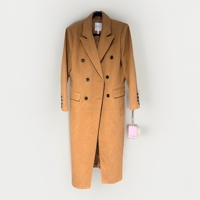 Avec Les Filles Women s Camel Double Breasted Maxi Coat Size L NWT