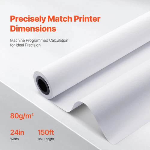 Großformat Plotterpapier 24" x 150' 20LB Inkjet Bond Rollen 2" Kern 1-4 Rollen - Bild 2 von 10
