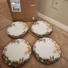 NEW S/4 Pottery Barn Fantastical Forest Stoneware DINNER Plates IN BOX!