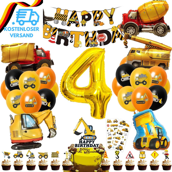 Bagger Deko Kindergeburtstag 4, Geburtstagsdeko Junge, Baustelle Geburtstag Mit-image