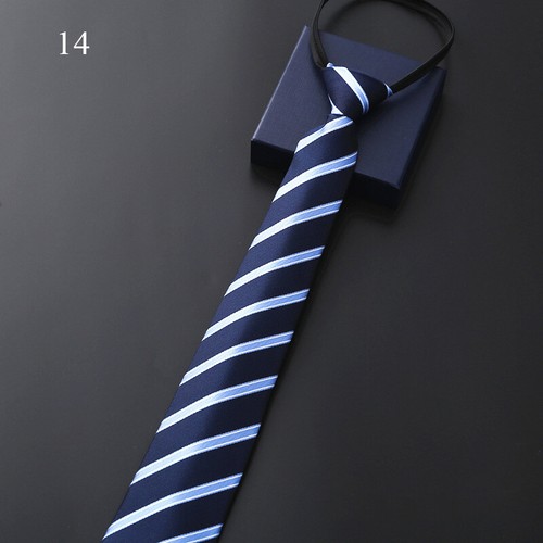 Cravatta uomo pigra con cerniera tinta unita a righe casual business matrimonio cravatta collo con zip- - Foto 26 di 36