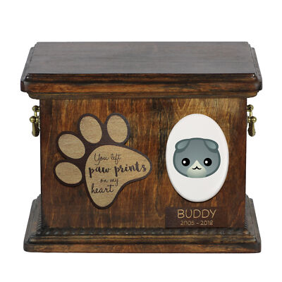 Scottish Fold wooden urn with a cat Art-Dog