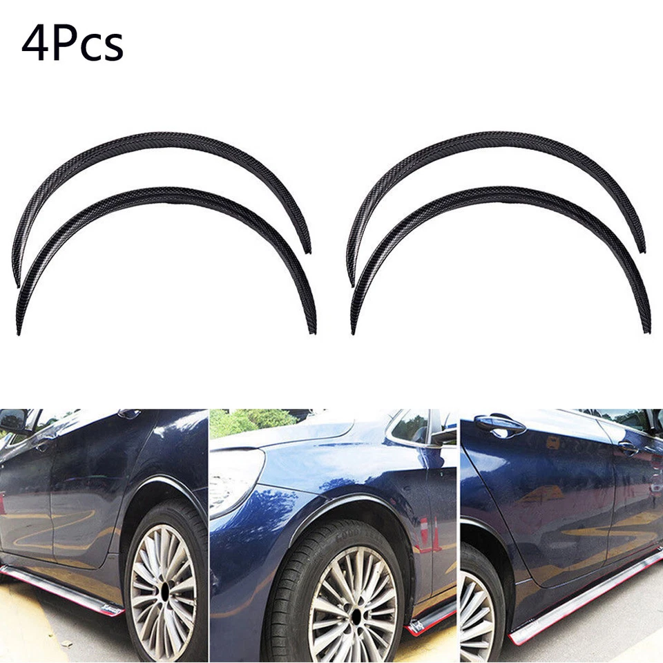 4Pcs 28.7" Car Wheel Eyebrow Arch Carbon Fiber Protector Trim Lips Fender Flares — 第 2/4 张图片