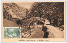 ANDORRA (French) 1939 MAXI-CARD 45c *Massana* Bridge Postcard MOUNTAINS PX211