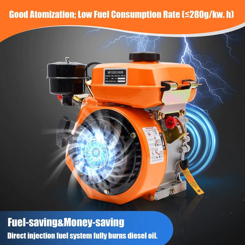 Diesel Engine Hand Recoil Single Cylinder For Small Agricultural Machinery 196CC - Image 4 of 4