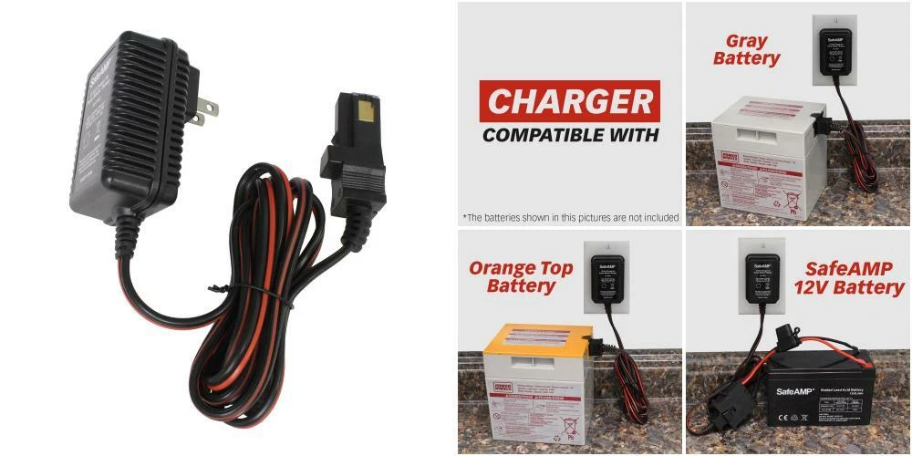 SafeAMP 12 Volt Charger for Power Wheels Gray Battery and Orange