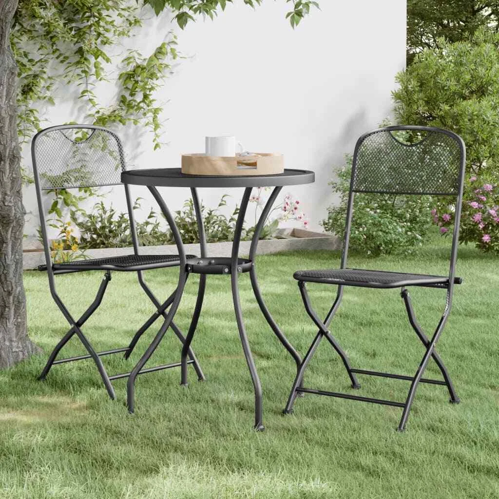 Folding Garden Chairs 2 pcs Expanded Metal Mesh Anthracite vidaXL