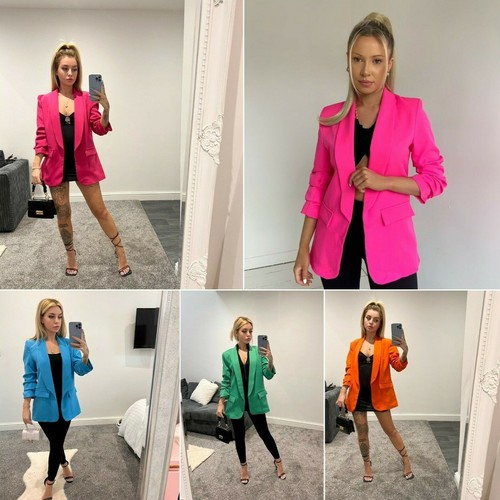 Womens Ruched Sleeve Fully Lined Blazer 