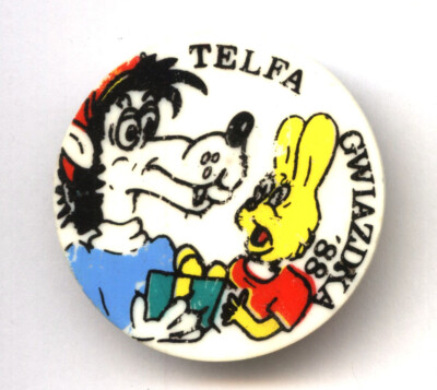 POLISH PIN button NU POGODI. WOLF WELL JUST YOU WAIT. USSR SOVIET CARTOON