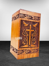 Handcrafted Wooden Urns for Ashes - Cross Engraved Rosewood Urn for Human Ashes