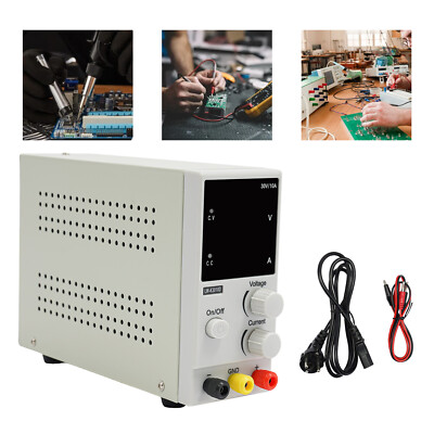 Power Supply DC 30V 10A Adjustable Digital Lab Bench Power Source Stabilized TOP