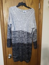 NWT OLD NAVY Women's Gradient Gray Marled Cable Knit Sweater Dress Size Large