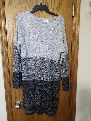 old navy cable knit sweater dress NWT OLD NAVY Women's Gradient Gray Marled Cable Knit Sweater Dress Size  Large