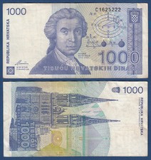 KROATIEN / CROATIA 1000 Dinara  1991  III / VF  P.22