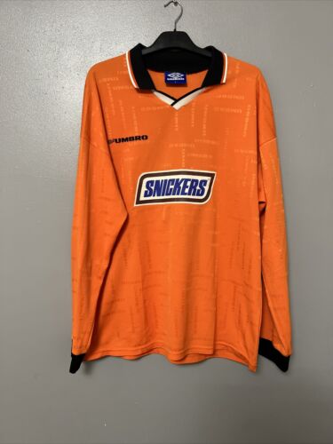 Rare retro Umbro Football Shirt  snickers orange long sleeves large - Zdjęcie 1 z 11