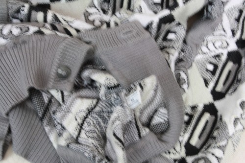 ST. CROIX Men Cardigan Sweater Abstract Design In Beige Black Taupe Cotton Blend - Picture 9 of 11