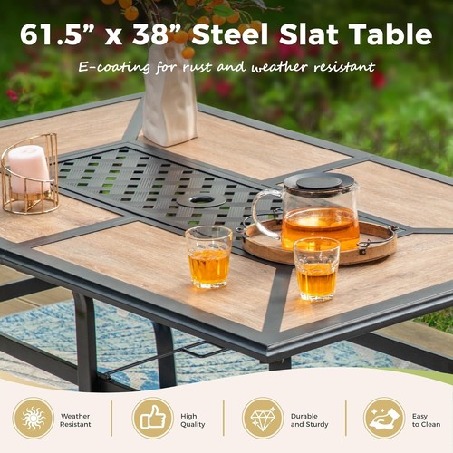 7 Pieces Patio Furniture Set Outdoor Dining Set with 6 Chairs 60" NEW Table - Picture 6 of 10