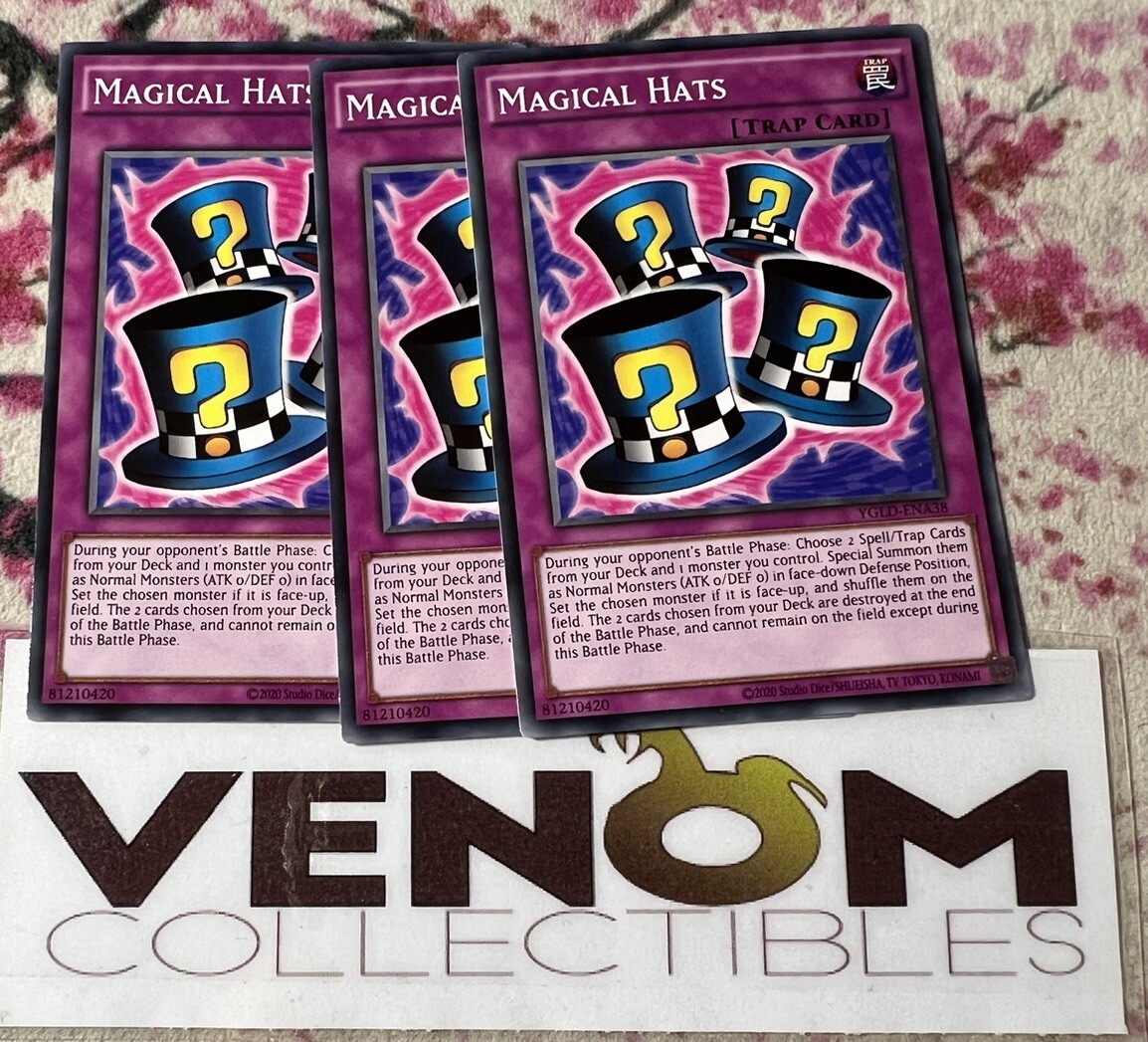magical hats yugioh card 3x (M/NM) - Magical Hats - YGLD-ENA38 - Common