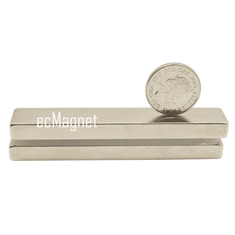 ECMAGNET (Pack of 2) Super Strong 50mm x 6mm x 3mm Neo Neodymium Long Bar Block Magnets