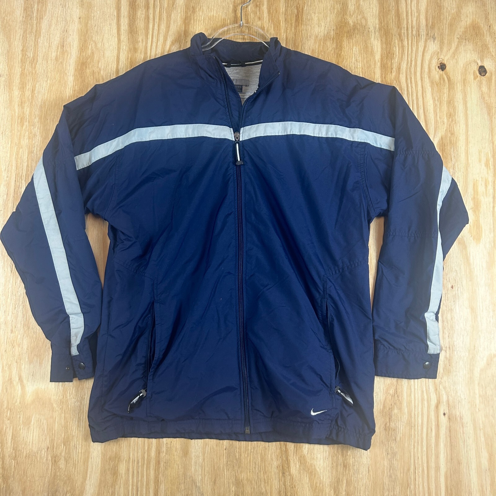 VTG Y2K Nike Sportswear Windbreaker Pockets Stripe Track Men's M Navy Blue White