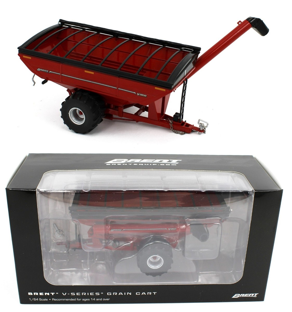 Spec Cast 1/64 Scale Red Unverferth Grain Cart With Tracks - Detailed Farm Toy Replica