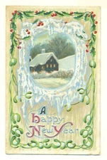 Postcard A Happy New Year, Lewiston, Maine Home Scene VTG VPC02.