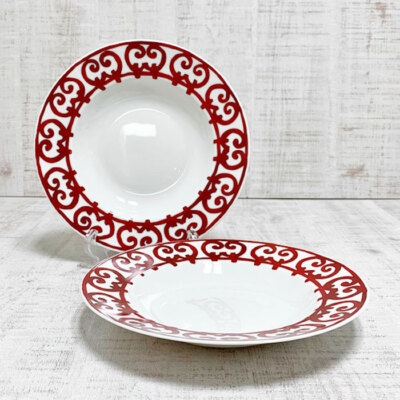 Hermes Guadalquivir Red Soup Plate Tableware Dish 2 set Dinner