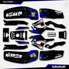Black Blue Savage Camo Racing Fender Graphics Kit fits Yamaha Warrior 350 Decals